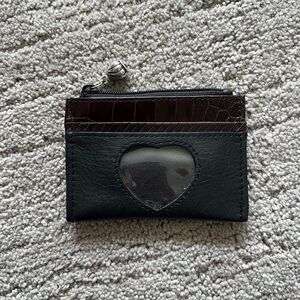 Brighton Leather Heart Zip Card Holder